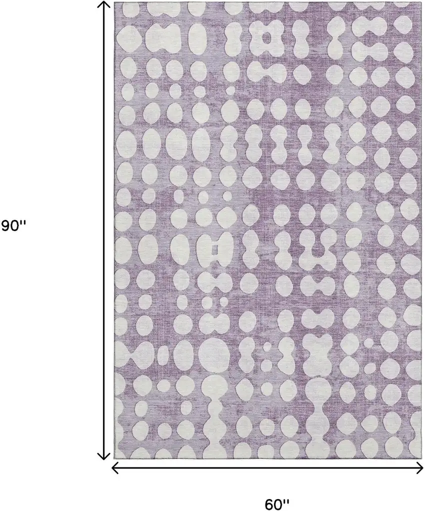 Purple And Ivory Polka Dot Washable Area Rug With UV Protection Photo 8