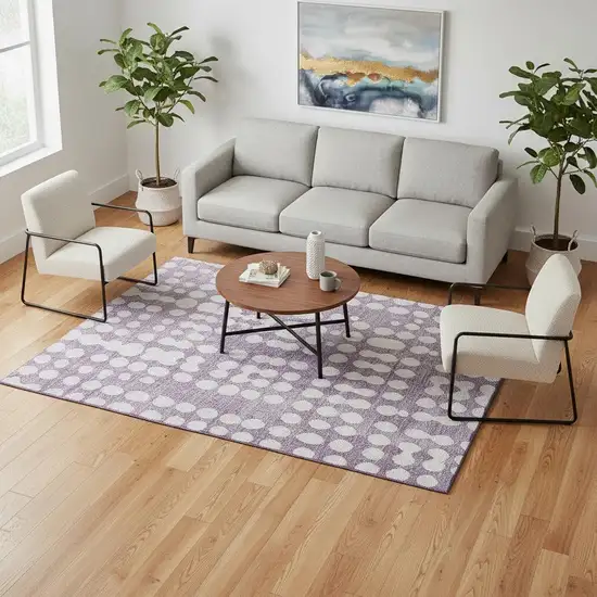 Purple And Ivory Polka Dot Washable Area Rug With UV Protection Photo 2