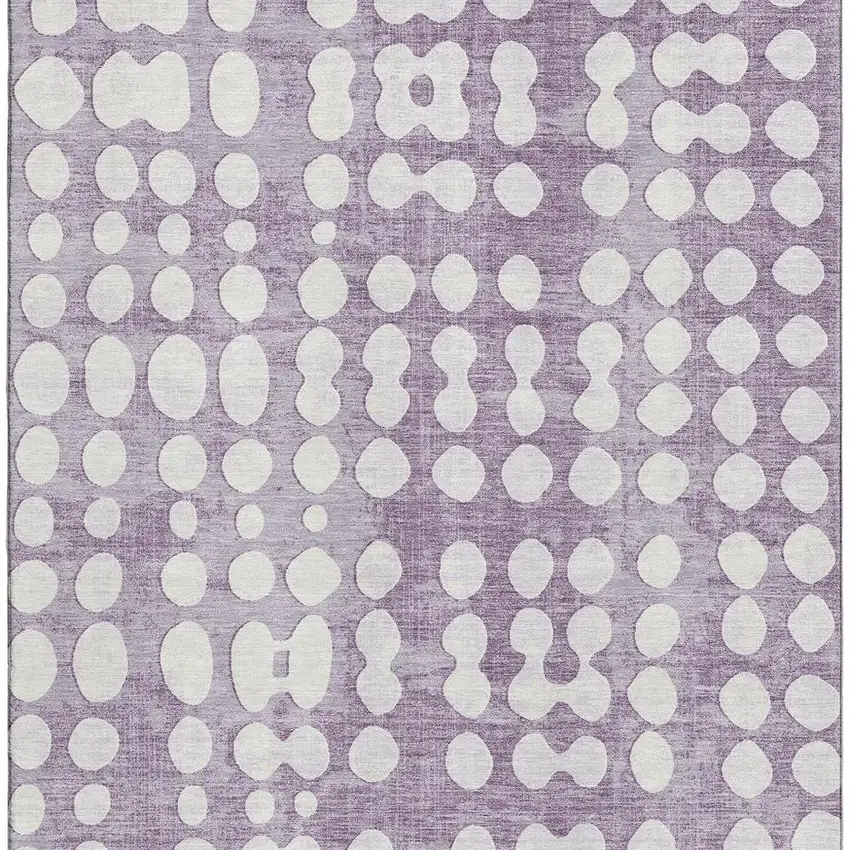 Purple And Ivory Polka Dot Washable Area Rug With UV Protection Photo 4