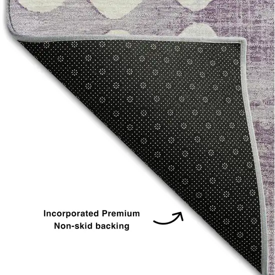 Purple And Ivory Polka Dot Washable Area Rug With UV Protection Photo 7