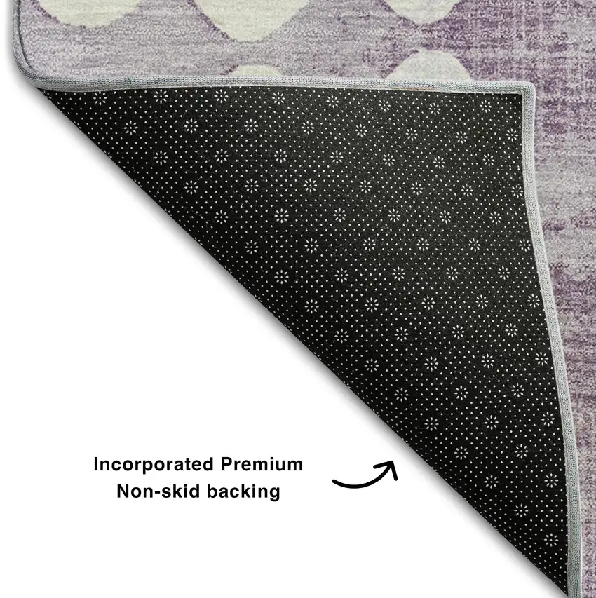 Purple And Ivory Polka Dot Washable Area Rug With UV Protection Photo 7