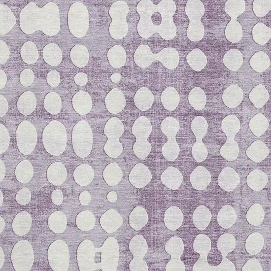 Purple And Ivory Polka Dot Washable Area Rug With UV Protection Photo 3