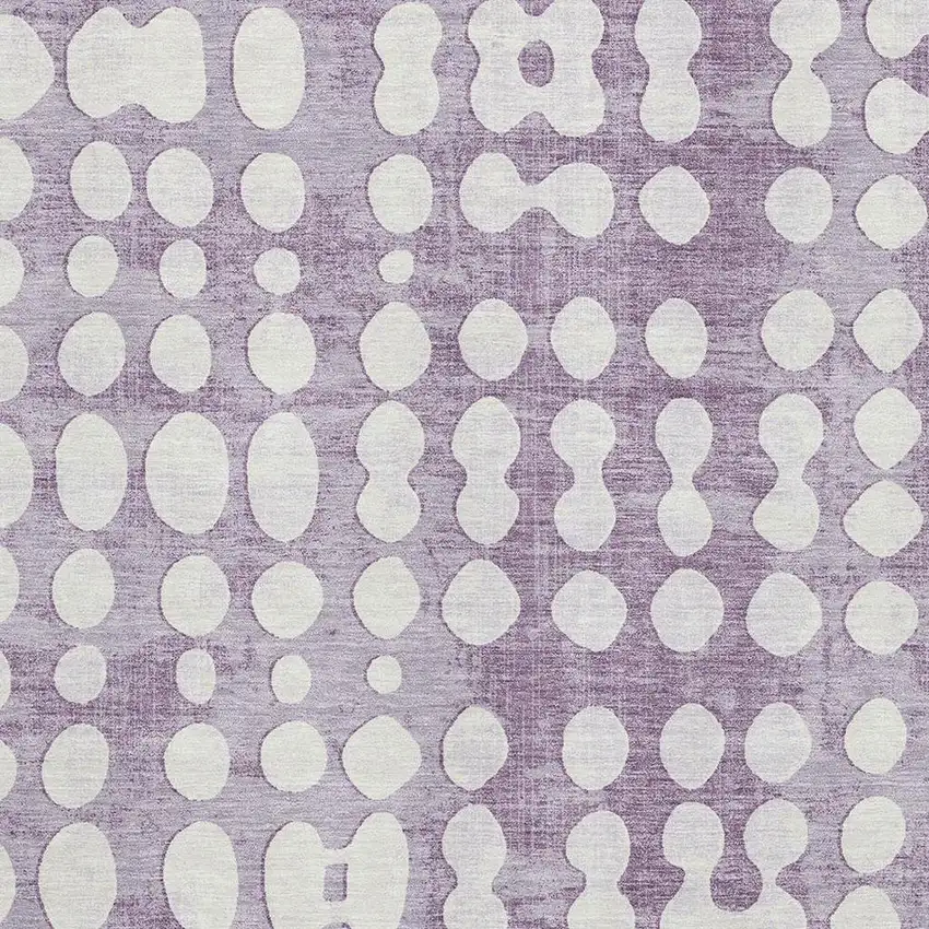 Purple And Ivory Polka Dot Washable Area Rug With UV Protection Photo 3