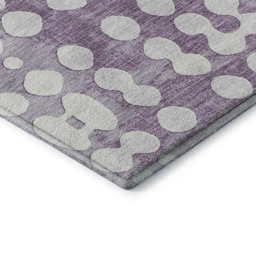 Purple And Ivory Polka Dot Washable Area Rug With UV Protection Photo 8