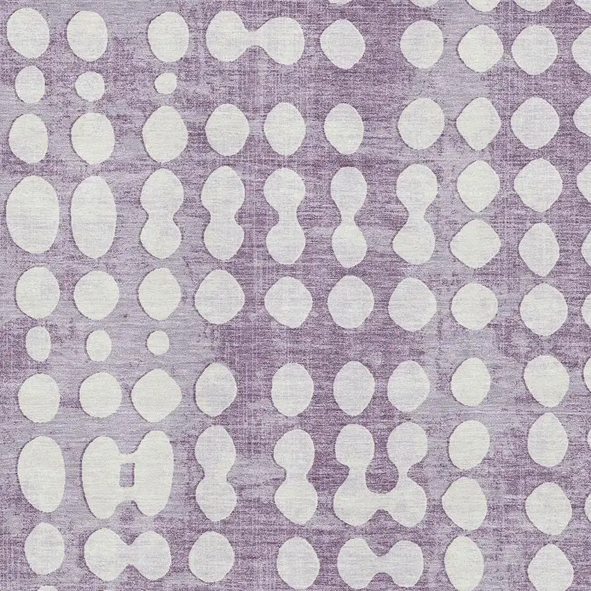 Purple And Ivory Polka Dot Washable Area Rug With UV Protection Photo 3