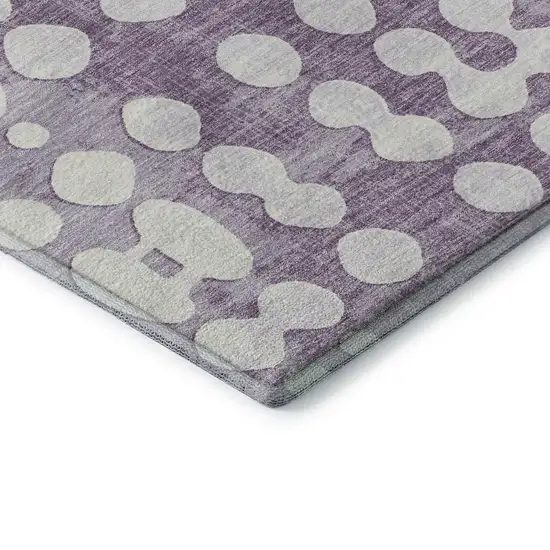 Purple And Ivory Polka Dot Washable Area Rug With UV Protection Photo 8