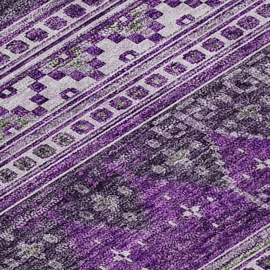 Purple And Ivory Southwestern Washable Area Rug With UV Protection Photo 4