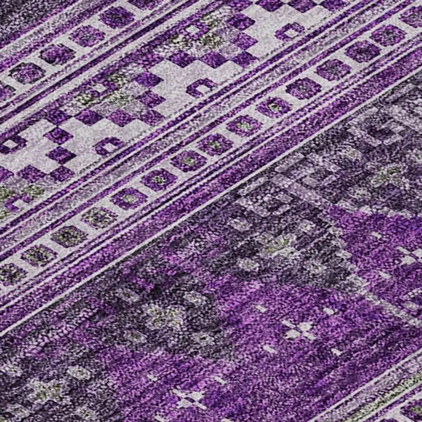 Purple And Ivory Southwestern Washable Area Rug With UV Protection Photo 4