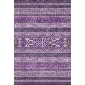 Photo of Purple And Ivory Southwestern Washable Area Rug With UV Protection