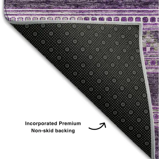 Purple And Ivory Southwestern Washable Area Rug With UV Protection Photo 7
