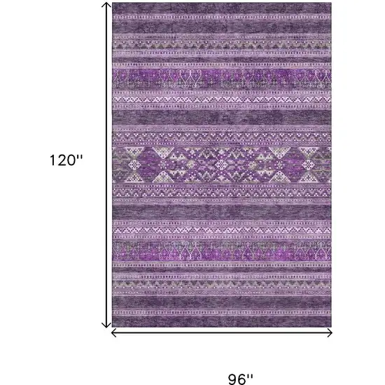 Purple And Ivory Southwestern Washable Area Rug With UV Protection Photo 3