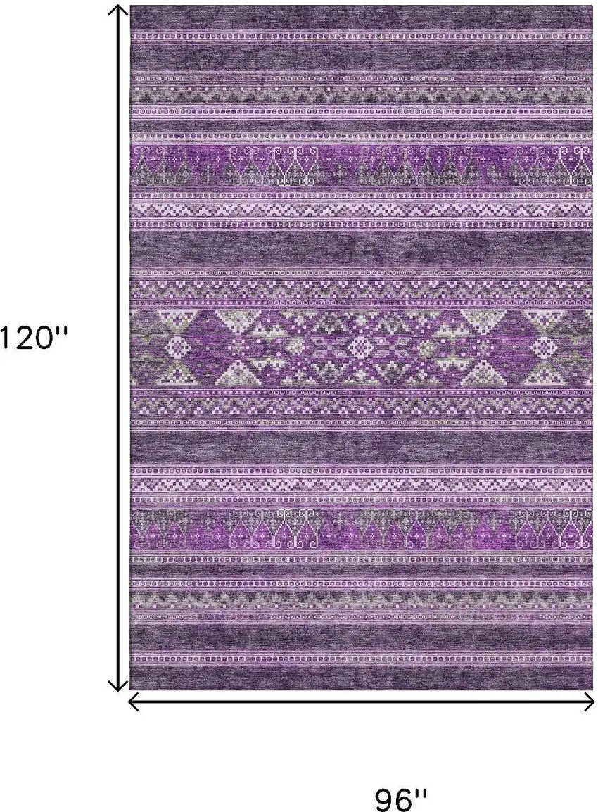 Purple And Ivory Southwestern Washable Area Rug With UV Protection Photo 3