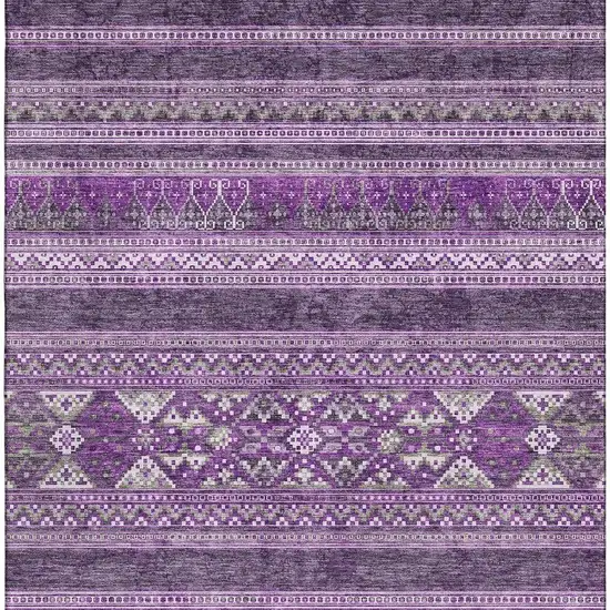 Purple And Ivory Southwestern Washable Area Rug With UV Protection Photo 5