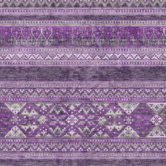 Purple And Ivory Southwestern Washable Area Rug With UV Protection Photo 4