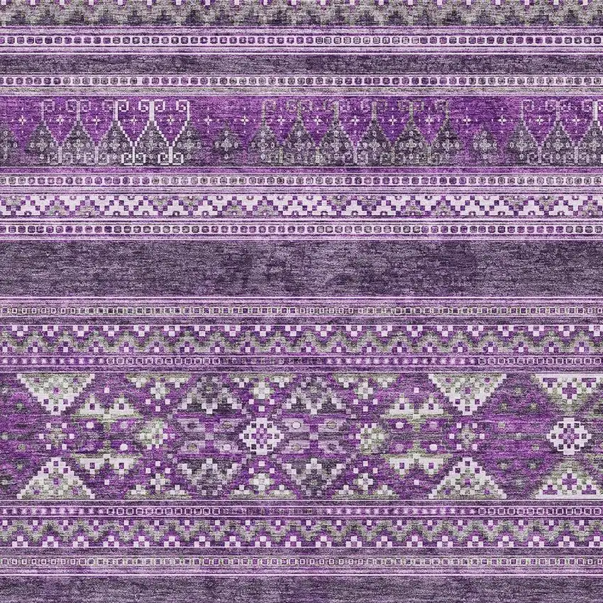 Purple And Ivory Southwestern Washable Area Rug With UV Protection Photo 4