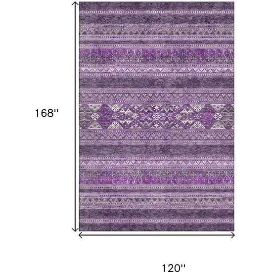 Purple And Ivory Southwestern Washable Area Rug With UV Protection Photo 3