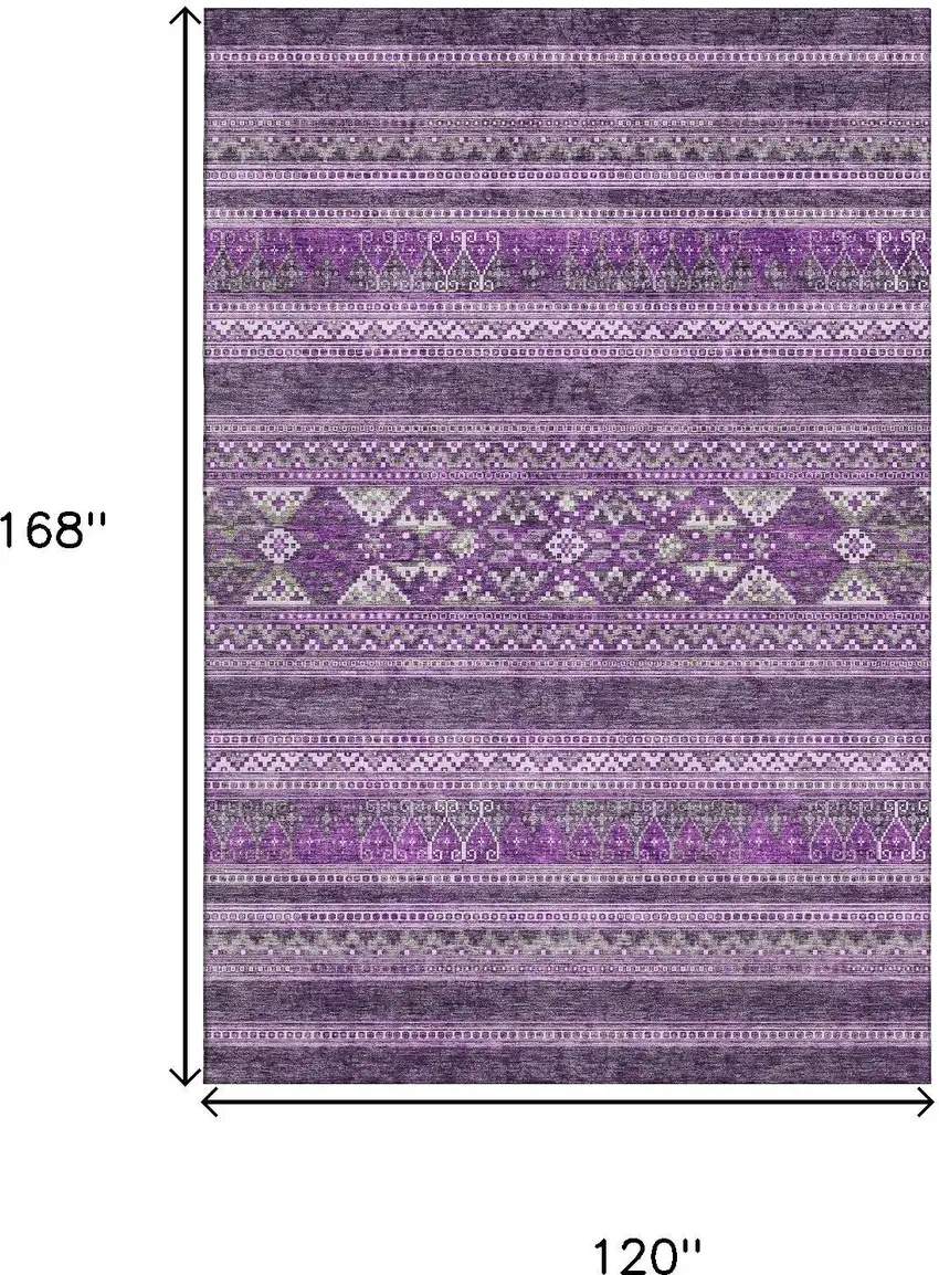 Purple And Ivory Southwestern Washable Area Rug With UV Protection Photo 3