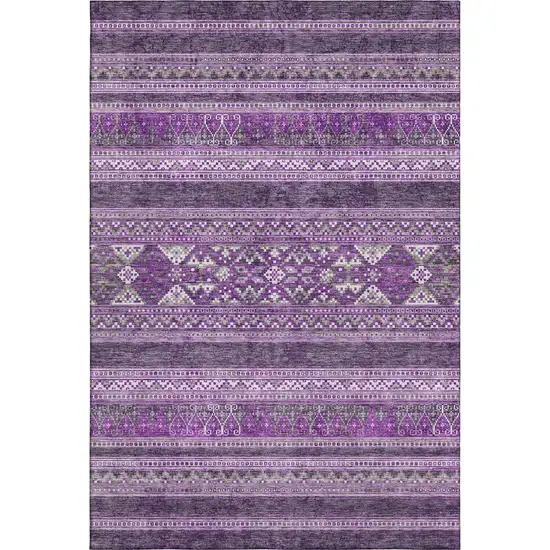 Purple And Ivory Southwestern Washable Area Rug With UV Protection Photo 2