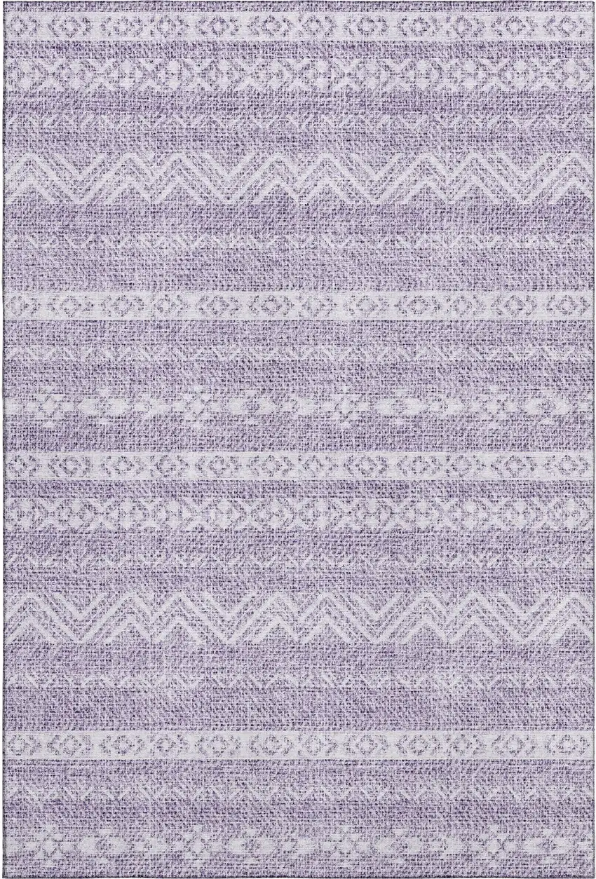 Purple And Ivory Southwestern Washable Area Rug With UV Protection Photo 2