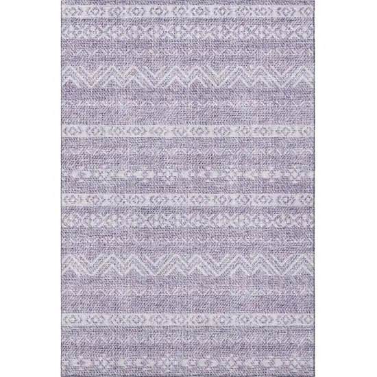 Purple And Ivory Southwestern Washable Area Rug With UV Protection Photo 4