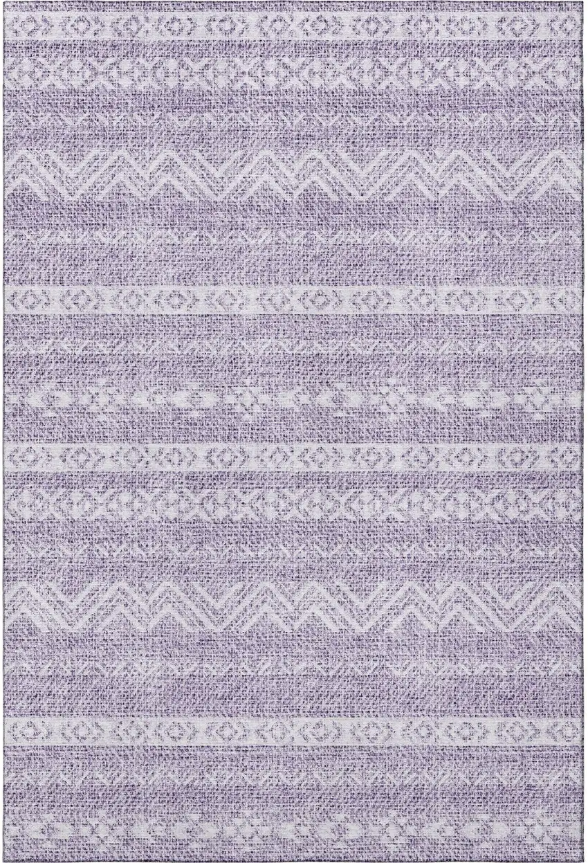 Purple And Ivory Southwestern Washable Area Rug With UV Protection Photo 4