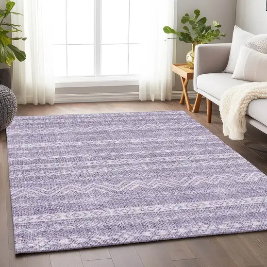 Purple And Ivory Southwestern Washable Area Rug With UV Protection Photo 6