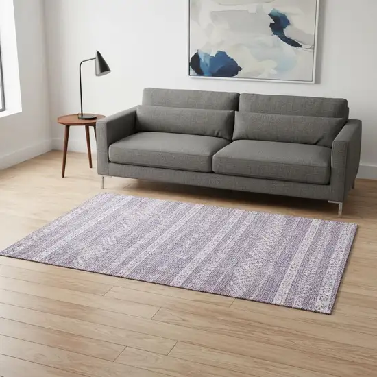 Purple And Ivory Southwestern Washable Area Rug With UV Protection Photo 2