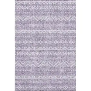 Photo of Purple And Ivory Southwestern Washable Area Rug With UV Protection
