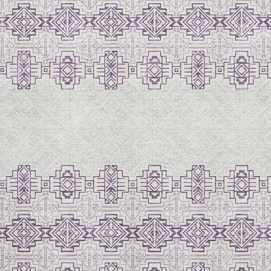 Purple And Ivory Southwestern Washable Area Rug With UV Protection Photo 2
