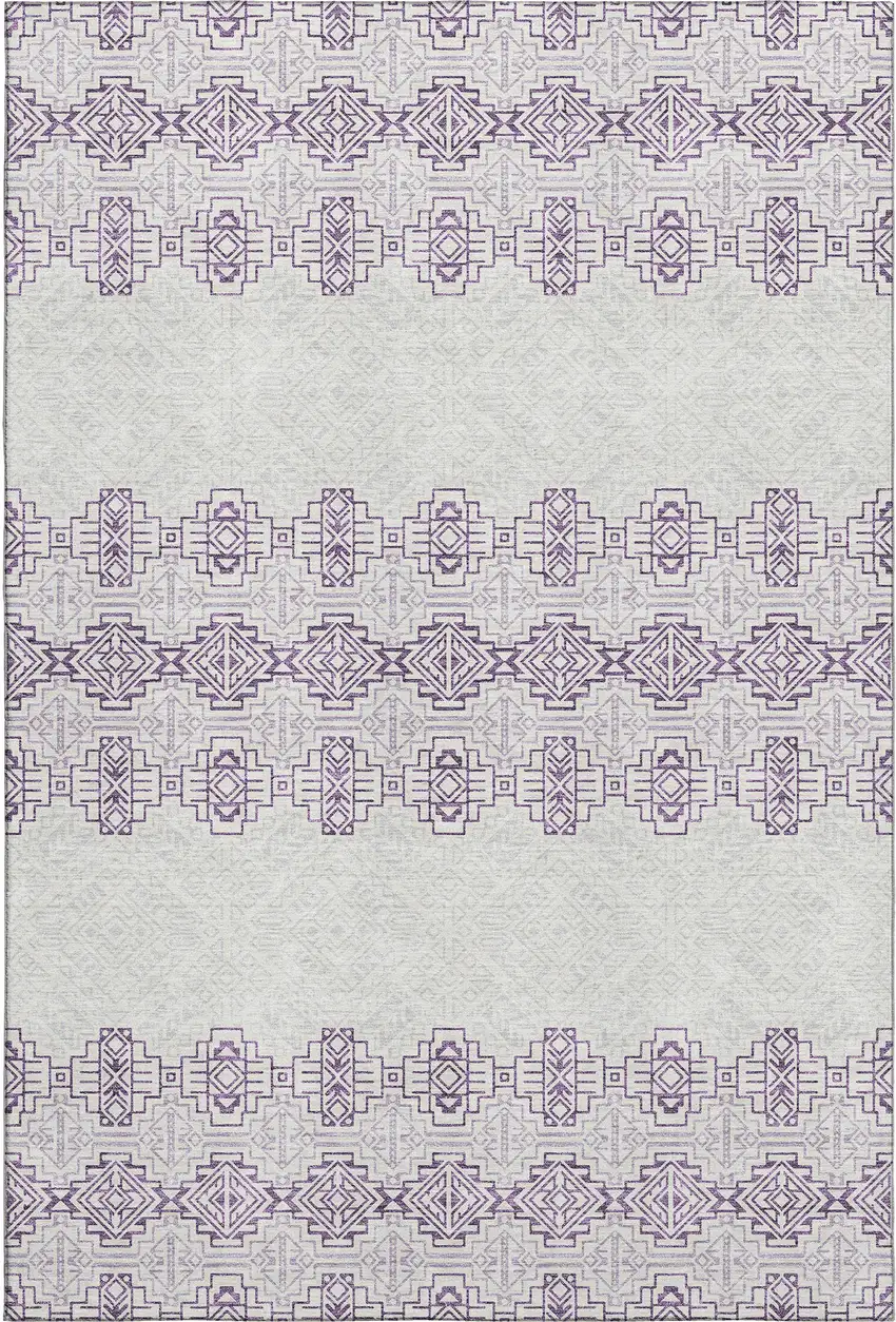 Purple And Ivory Southwestern Washable Area Rug With UV Protection Photo 1