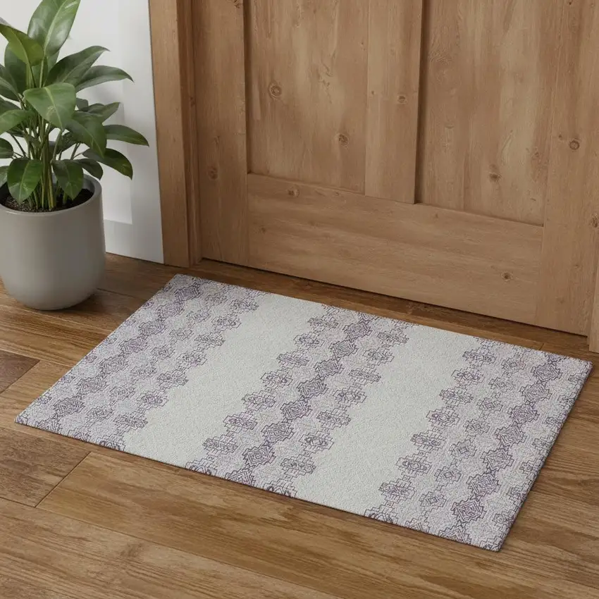 Purple And Ivory Southwestern Washable Area Rug With UV Protection Photo 1