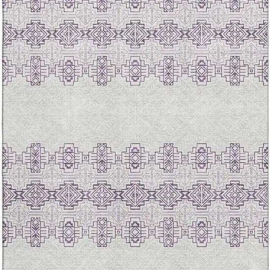 Purple And Ivory Southwestern Washable Area Rug With UV Protection Photo 2