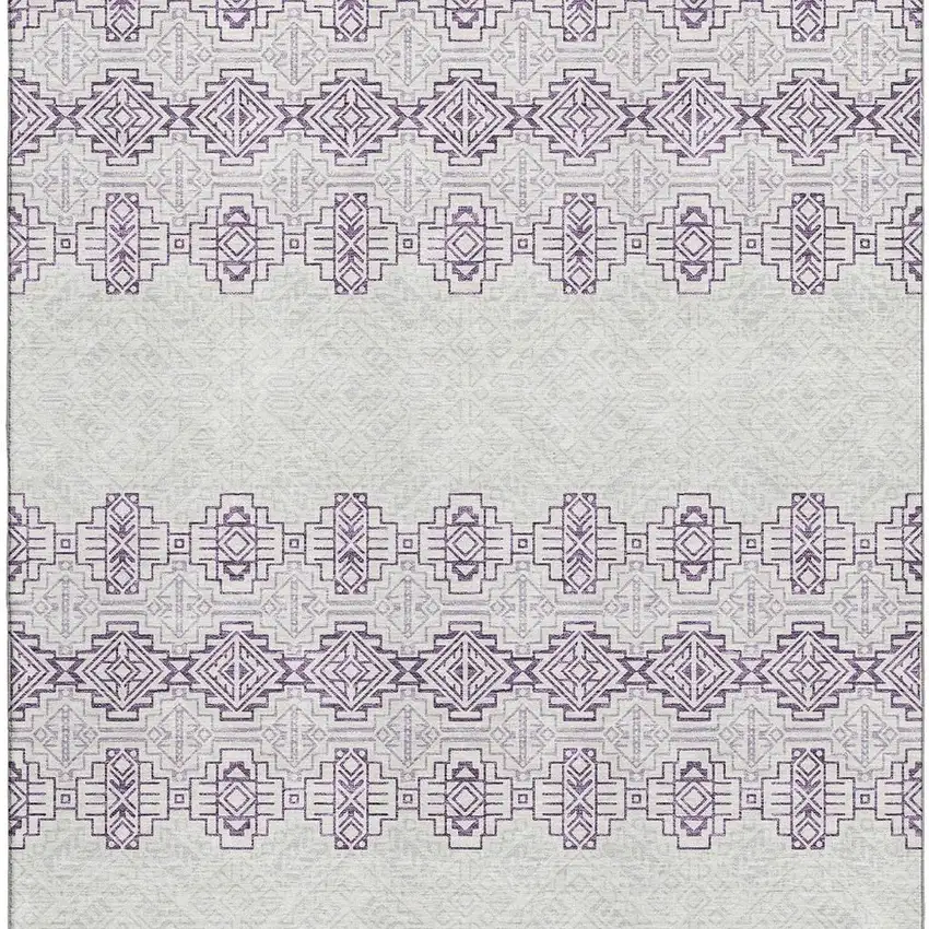 Purple And Ivory Southwestern Washable Area Rug With UV Protection Photo 2