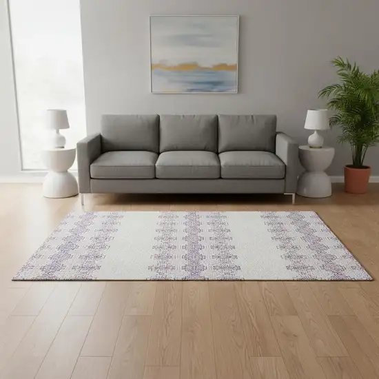 Purple And Ivory Southwestern Washable Area Rug With UV Protection Photo 2