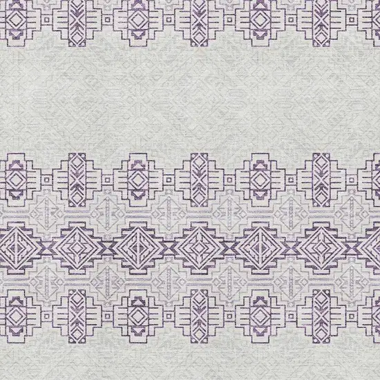 Purple And Ivory Southwestern Washable Area Rug With UV Protection Photo 2