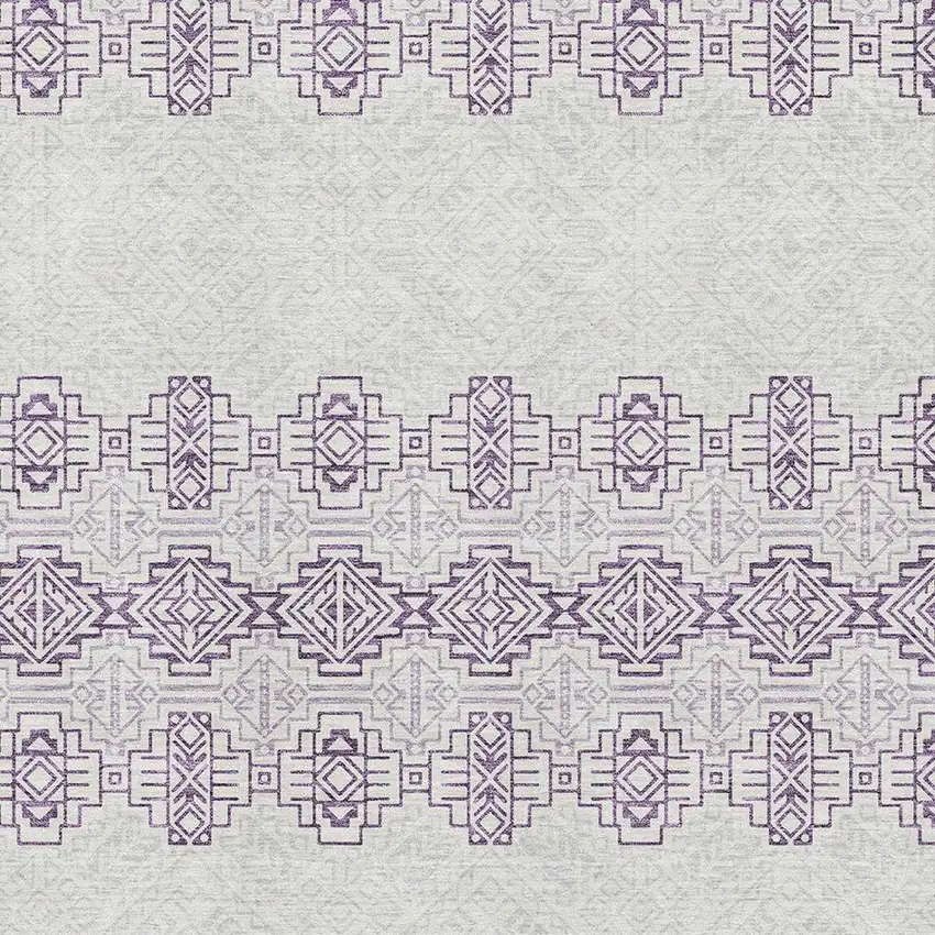 Purple And Ivory Southwestern Washable Area Rug With UV Protection Photo 2