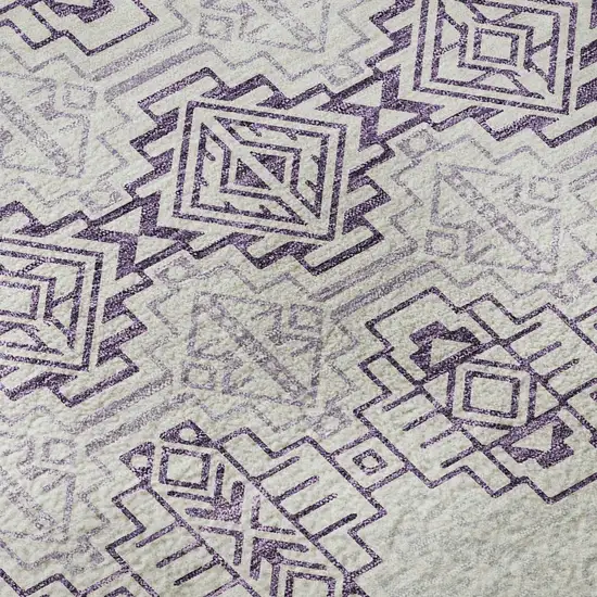 Purple And Ivory Southwestern Washable Area Rug With UV Protection Photo 9