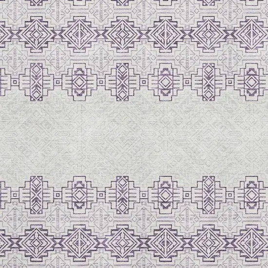 Purple And Ivory Southwestern Washable Area Rug With UV Protection Photo 2