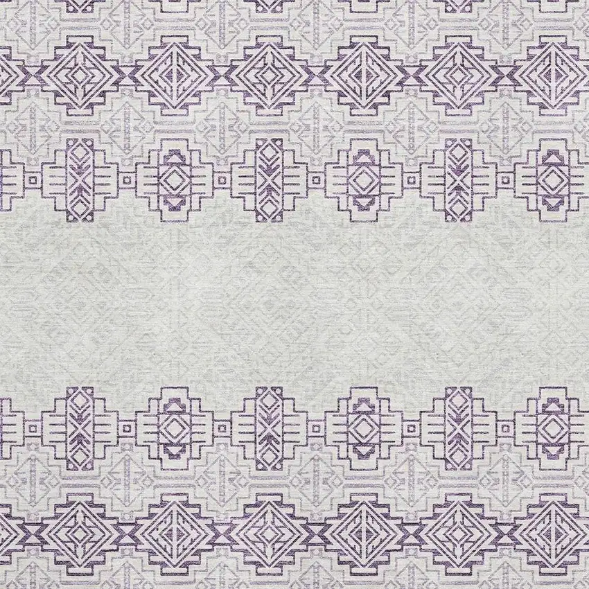 Purple And Ivory Southwestern Washable Area Rug With UV Protection Photo 2