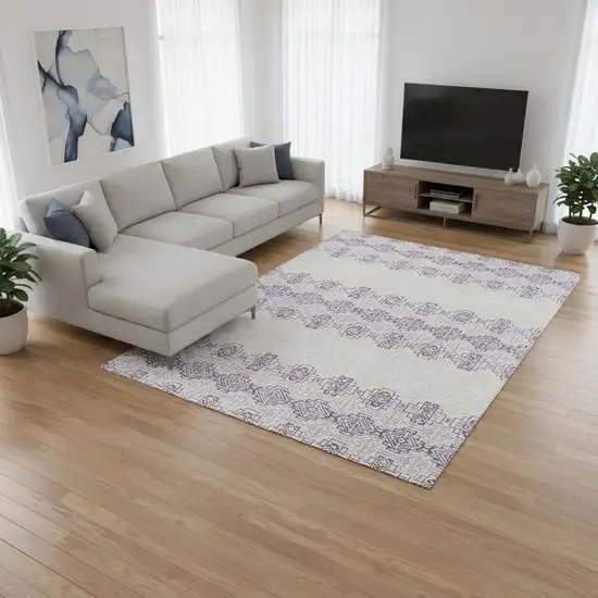 Purple And Ivory Southwestern Washable Area Rug With UV Protection Photo 2