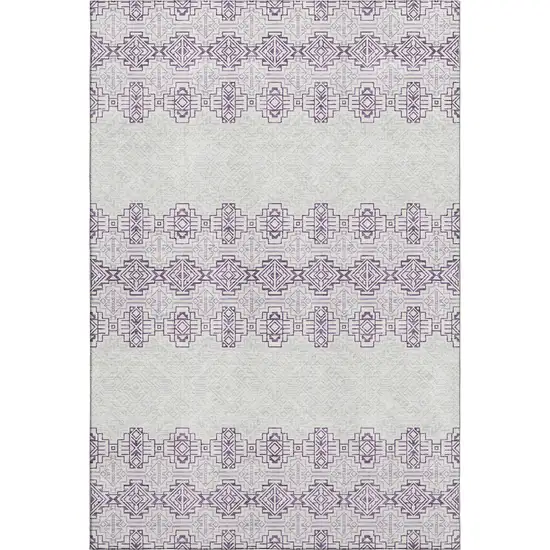 Purple And Ivory Southwestern Washable Area Rug With UV Protection Photo 1