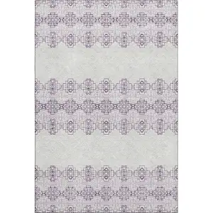 Photo of Purple And Ivory Southwestern Washable Area Rug With UV Protection