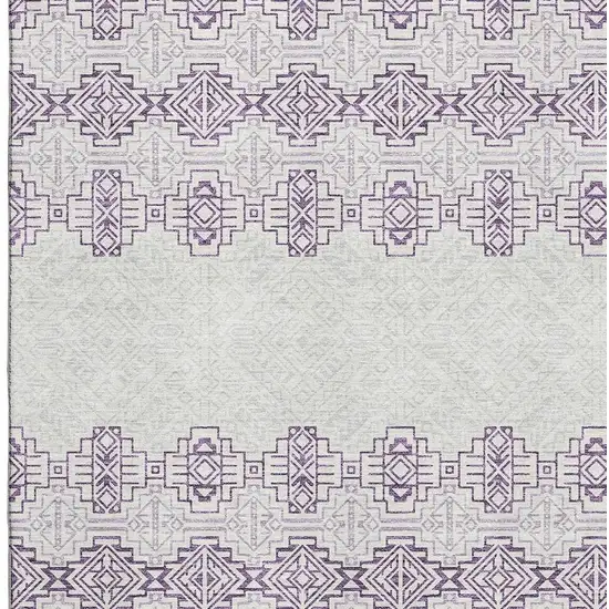 Purple And Ivory Southwestern Washable Area Rug With UV Protection Photo 2