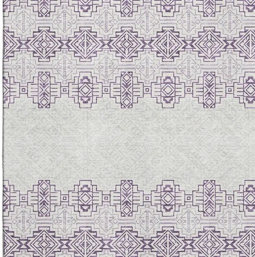 Purple And Ivory Southwestern Washable Area Rug With UV Protection Photo 2
