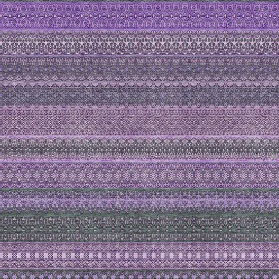 Purple And Ivory Striped Washable Area Rug With UV Protection Photo 3