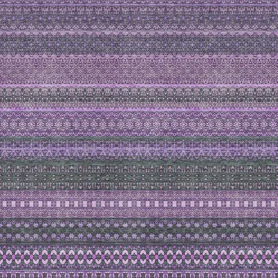 Purple And Ivory Striped Washable Area Rug With UV Protection Photo 3