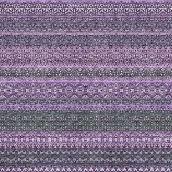 Purple And Ivory Striped Washable Area Rug With UV Protection Photo 3