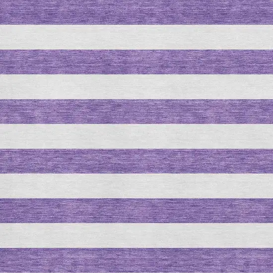 Purple And Ivory Striped Washable Area Rug With UV Protection Photo 4