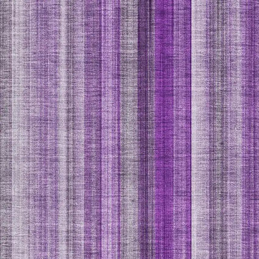 Purple And Ivory Striped Washable Area Rug With UV Protection Photo 3