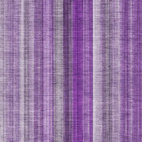 Purple And Ivory Striped Washable Area Rug With UV Protection Photo 3